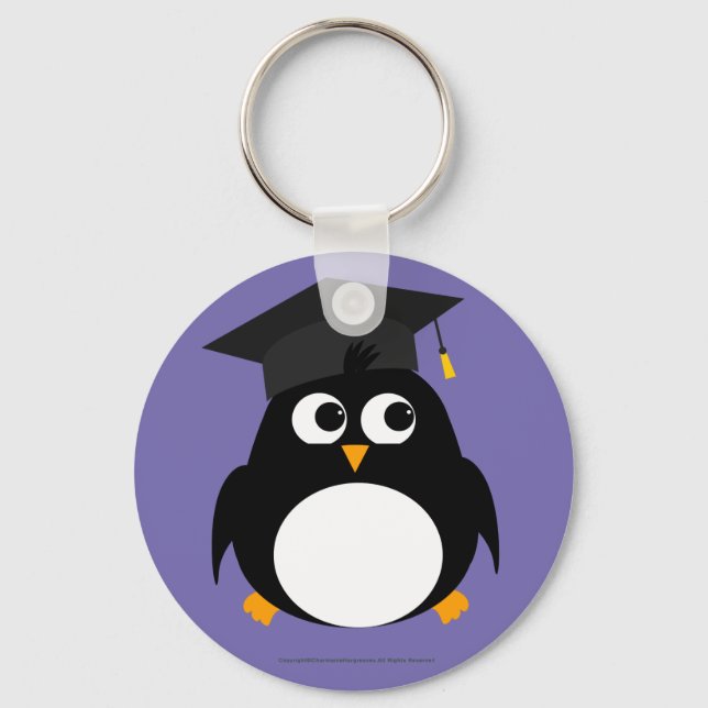 Chaveiro Design de Graduação de Pinguins - Tela redonda (Frente)