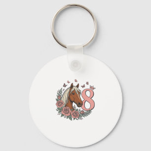 Chaveiro Design de Gravura Floral Vintage para 8º Aniversár