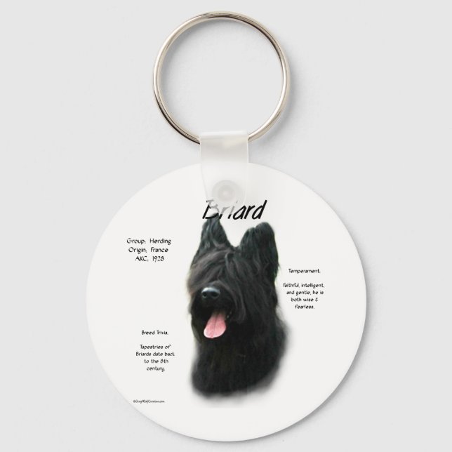 Chaveiro Design de História Briard (preto) (Frente)