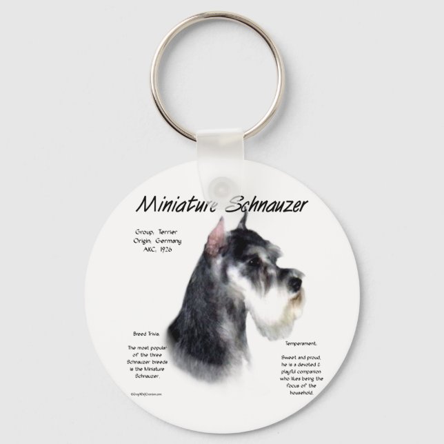 Chaveiro Design de História de Miniatura Schnauzer (Frente)