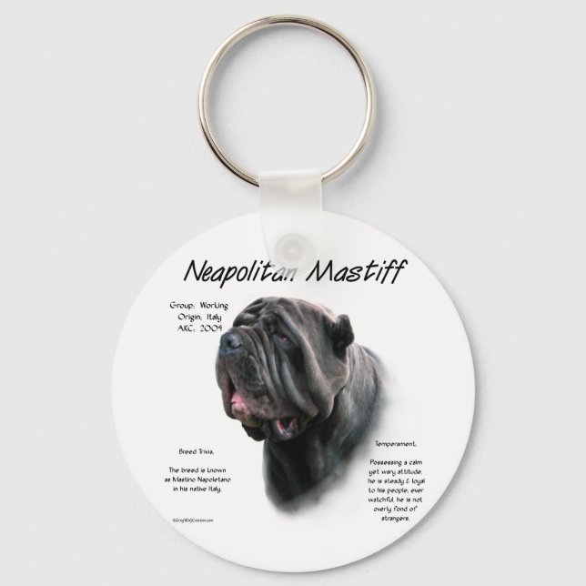 Chaveiro Design de História do Mastiff napolitano (preto) (Frente)
