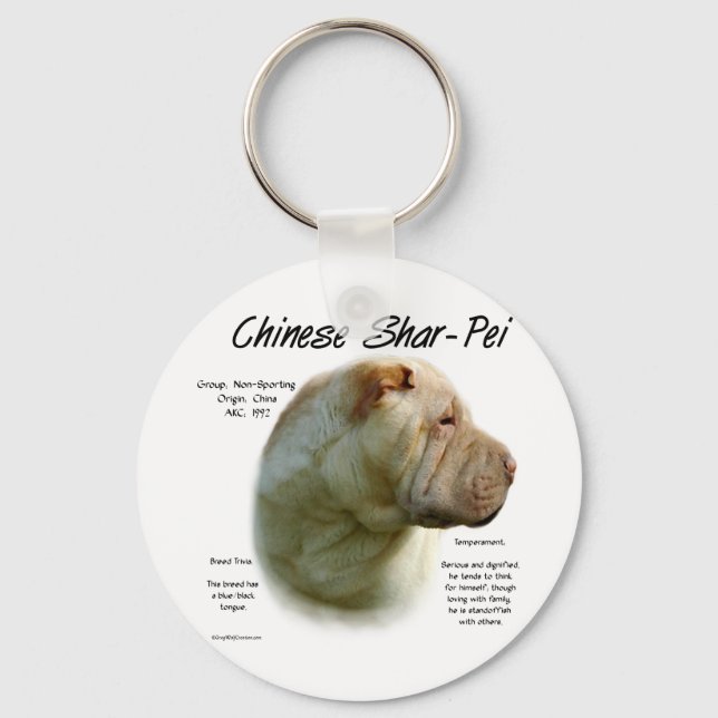 Chaveiro Design de História do Shar Pei Chinês (Frente)