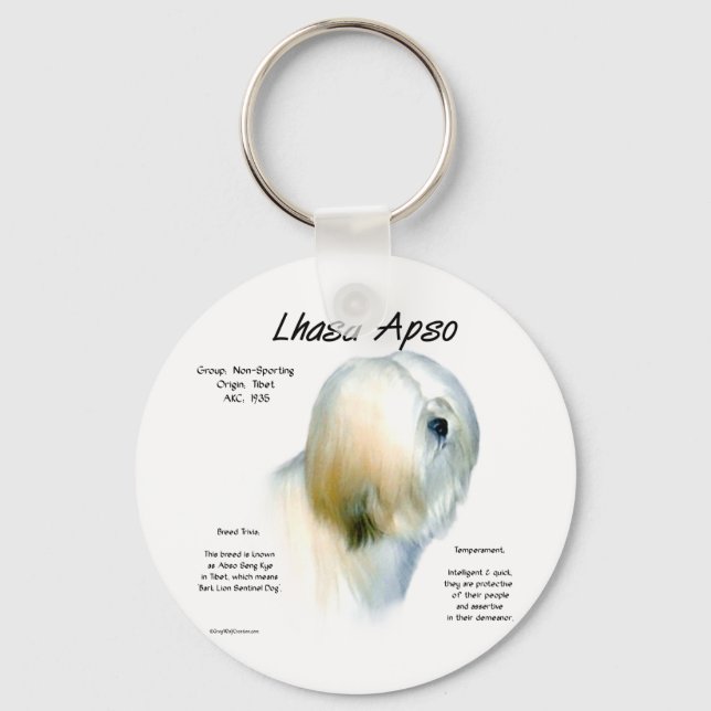 Chaveiro Design de Histórico do Apso da Lhasa (Frente)