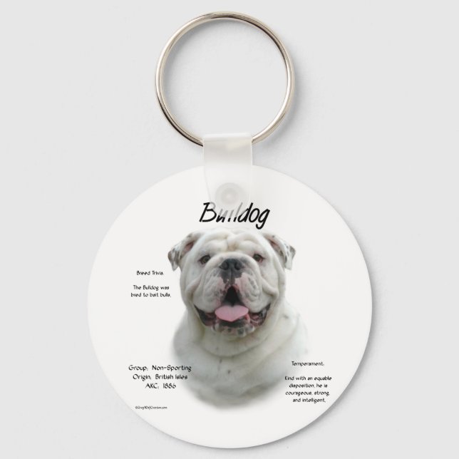 Chaveiro Design de Histórico do Buldogue (Frente)