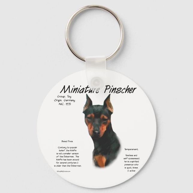 Chaveiro Design de histórico do Pinscher Miniatura (preto/f (Frente)