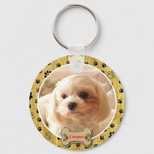 Chaveiro Design de Impressão de Pata de Cachorro Simples e  (Frente)