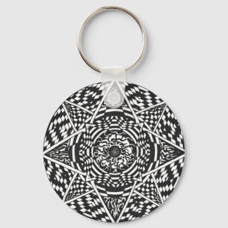 Chaveiro Design de mandala preto e branco