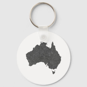 Chaveiro Design de Mapa da Austrália com Fronteiras Ocultas