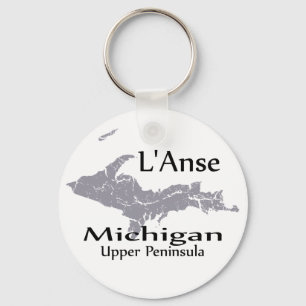 Chaveiro Design de Mapa L'Anse Michigan