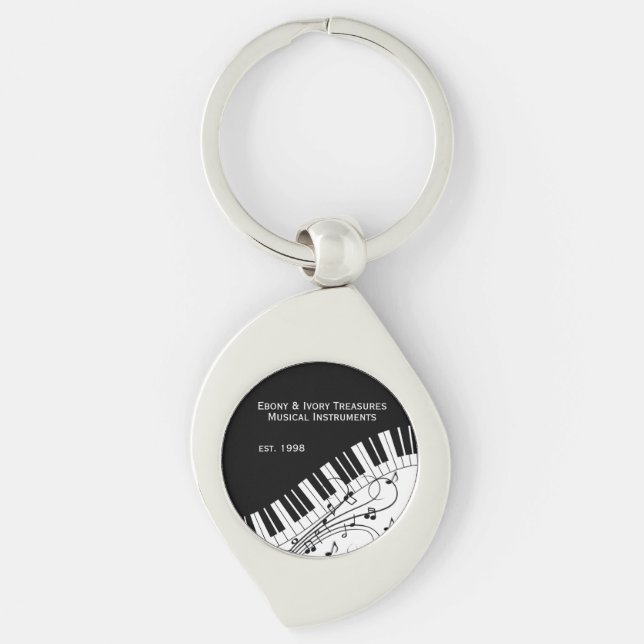 Chaveiro Design de música de teclado de piano duas linhas d (Frente)