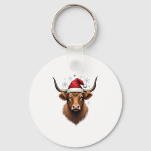 Chaveiro Design de Natal de Vaca das Terras Altas Vintage c