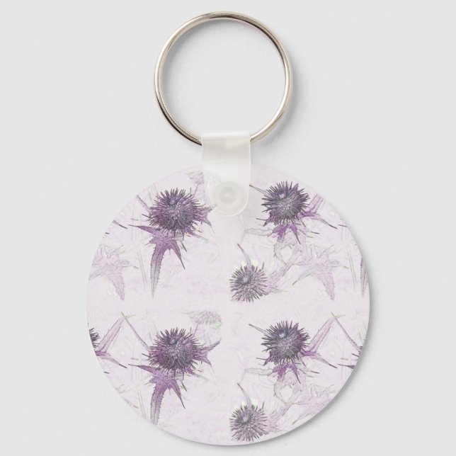 Chaveiro design de natureza cardo roxo (Frente)