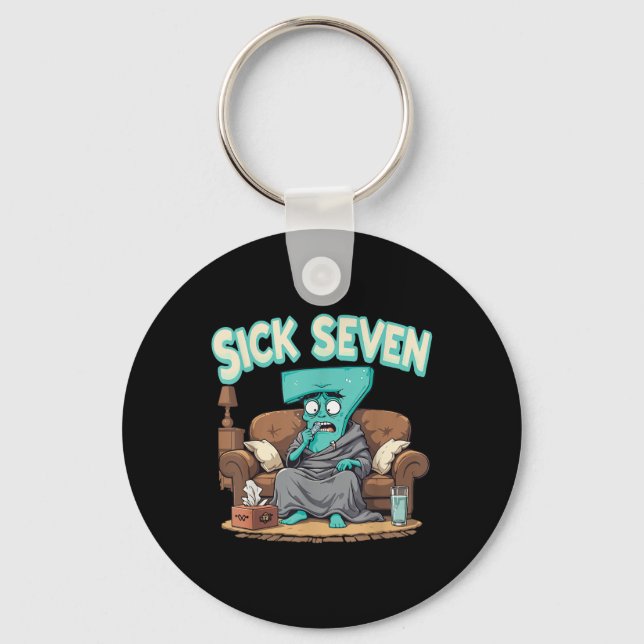 Chaveiro Design de Número de Halloween Retro Sick Seven 67  (Frente)