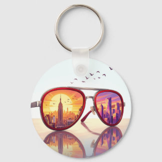 Chaveiro Design de Óculos de Sol Retro City Skyline