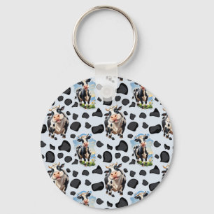 Chaveiro Design de padrão animal de vaca