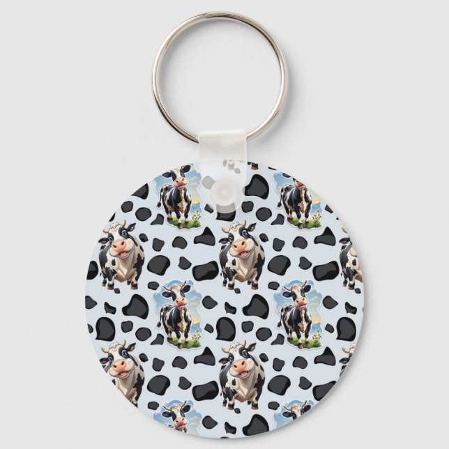 Chaveiro Design de padrão animal de vaca (Frente)