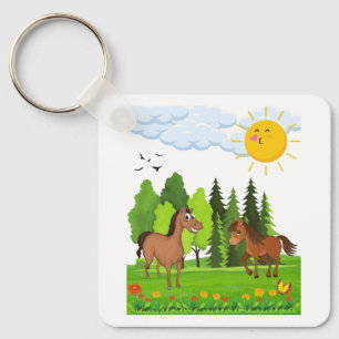 Chaveiro Design de pequenos cavalos para crianças