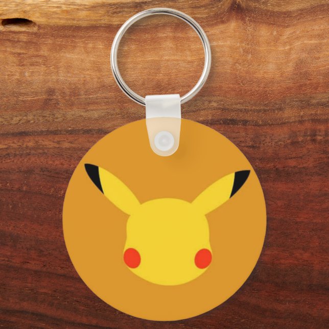 Chaveiro Design de Pingente Circular com Rosto de Pikachu (Frente)