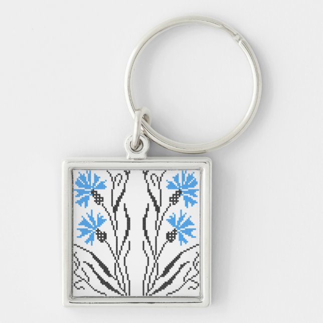 Chaveiro Design de ponto transversal de Cornflower azul (Frente)