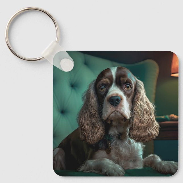 Chaveiro Design de retrato clássico de Cocker Spaniel elega (Frente)