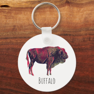 Chaveiro Design de Retrato de Buffalo para Bison ou Animal