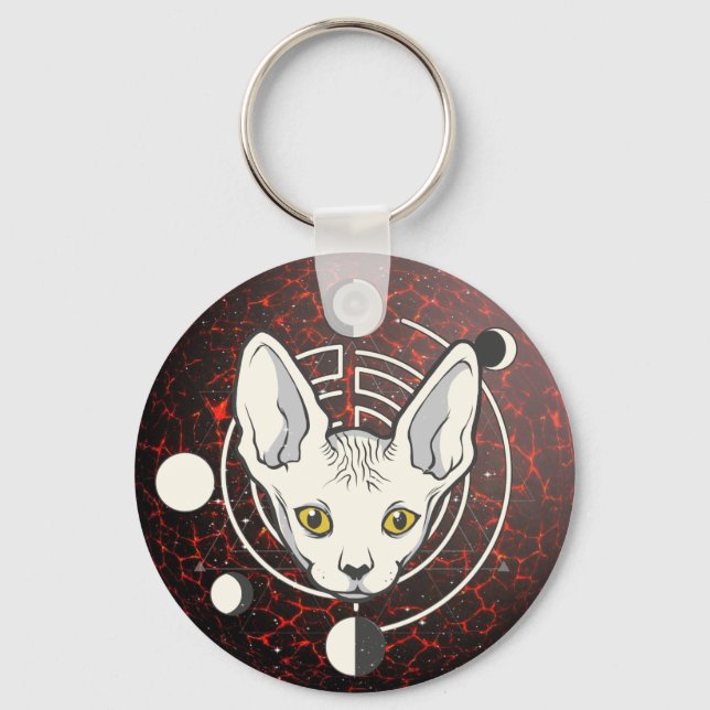Chaveiro Design de Rosto de Gato Espacial Legal (Frente)