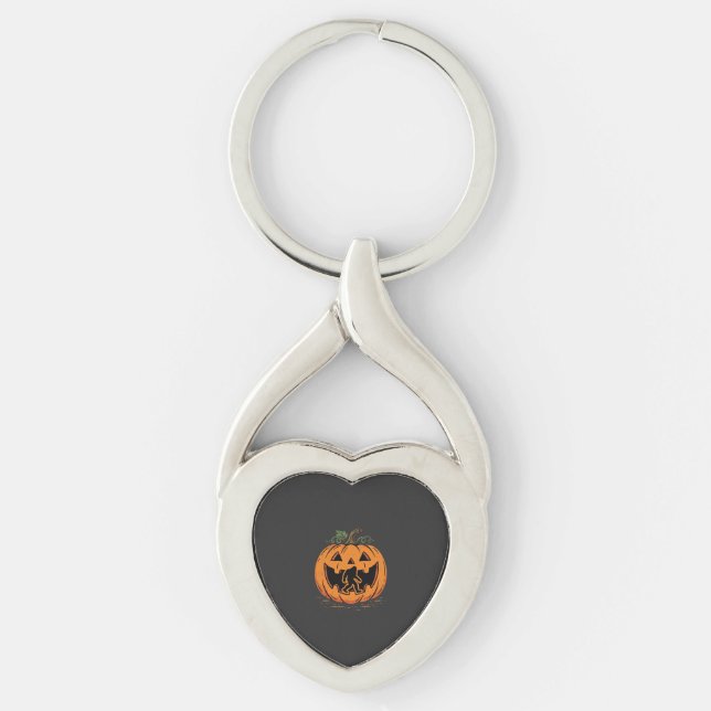 Chaveiro design de silhueta de abóbora de Halloween do Pé G (Frente)