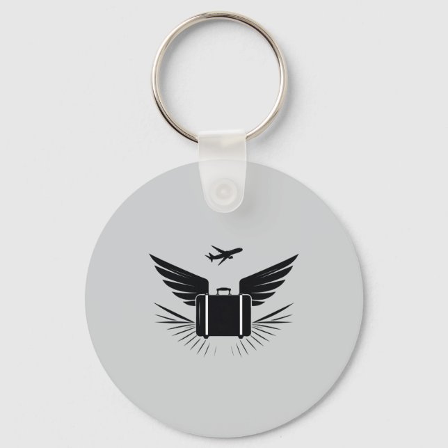 Chaveiro Design de silhueta preta de uma mala viagem (Frente)