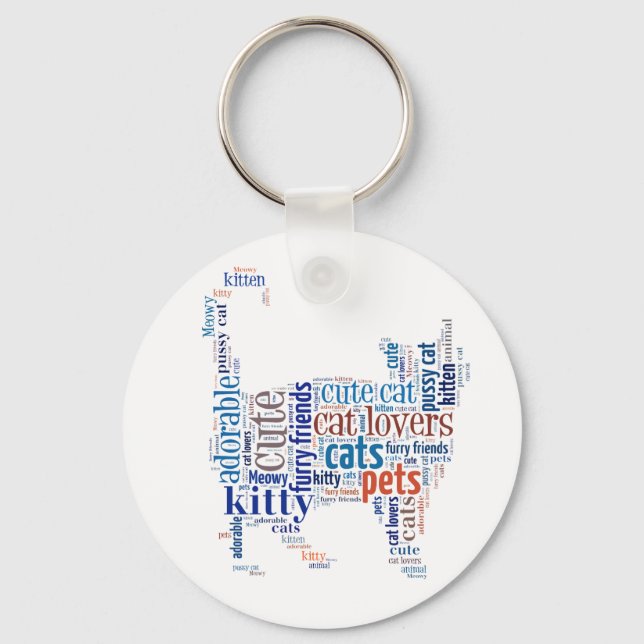 Chaveiro Design de texto de Gato Azul (Frente)
