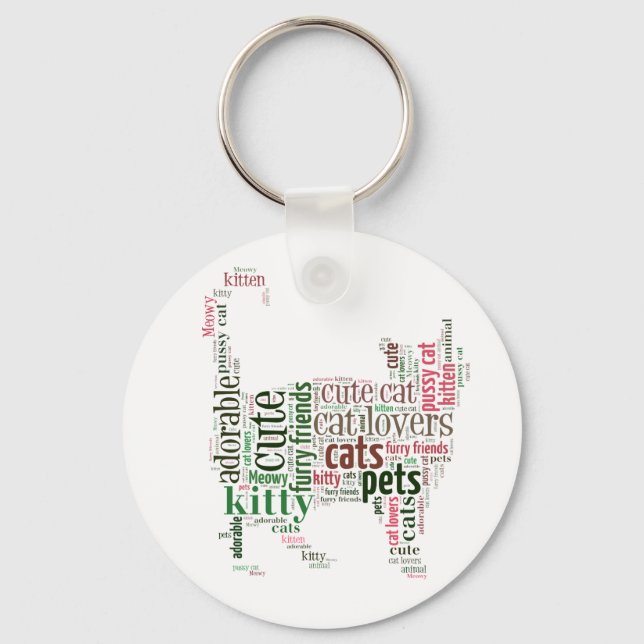Chaveiro Design de texto de gatos (Frente)
