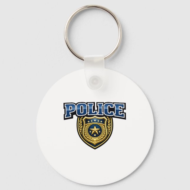Chaveiro Design de texto em negrito de crachá de polícia (Frente)