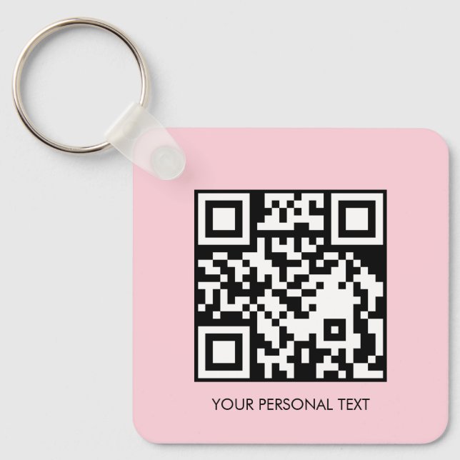 Chaveiro Design de Texto Personalizado Código QR Rosa Minim (Frente)