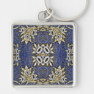 Chaveiro Design de Tulipa e Salgueiro Azul e Dourado de Wil