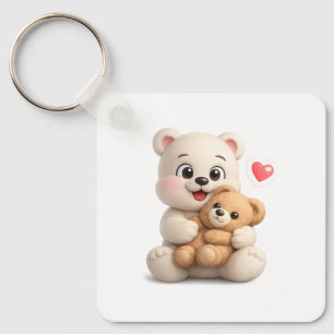 Chaveiro Design de Urso de Pelúcia Adorável e Fofo