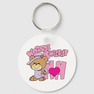 Chaveiro design de urso de pelúcia da mãe mais doce do mund