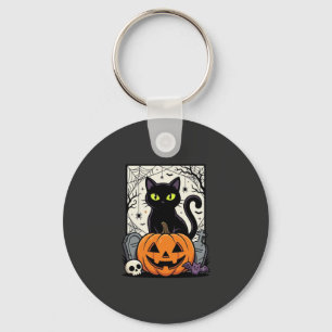Chaveiro Design de Vetor de Abóbora de Gato Preto de Hallow