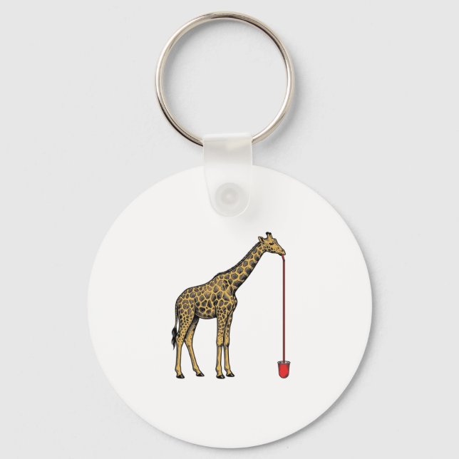 Chaveiro Design de Vetor de Canudo de Bebida de Girafa Vint (Frente)