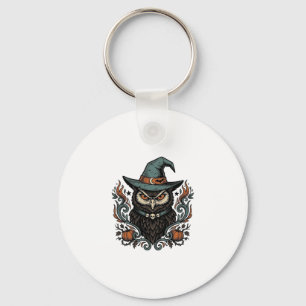 Chaveiro Design de Vetor de Chapéu de Bruxa Coruja de Hallo