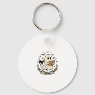 Chaveiro Design de Vetor Floral de Gato Fantasma Vintage de