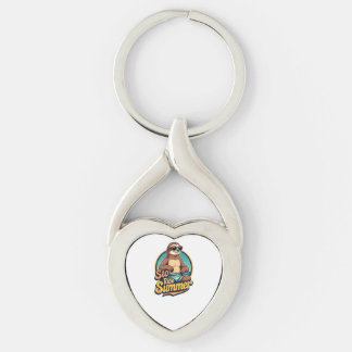 Chaveiro Design de Vibes de Praia Retrô de Verão de Preguiç