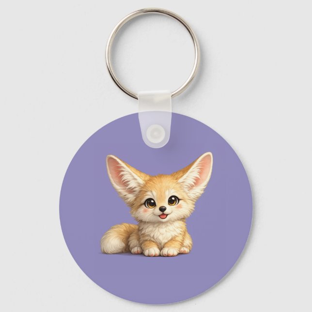 Chaveiro Design de Vibrações Positivas de Raposa Fennec Fel (Frente)