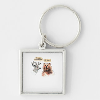 Chaveiro Design de vida selvagem engraçado de urso e cervo