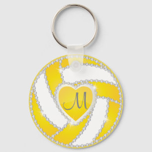 Chaveiro Design de Voleibol 🏐 Amarelo e Branco