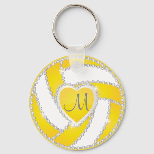 Chaveiro Design de Voleibol 🏐 Amarelo e Branco (Frente)