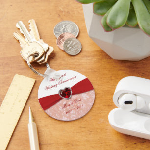 Chaveiro Design do aniversário de casamento do damasco 40t