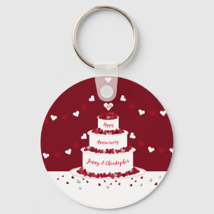 Chaveiro design do bolo de aniversário de casamento ruby