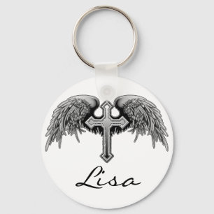 Chaveiro Design do Guardian Angel Winged Cross