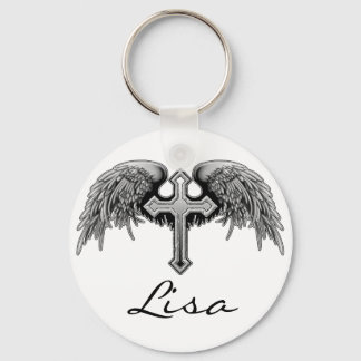 Chaveiro Design do Guardian Angel Winged Cross