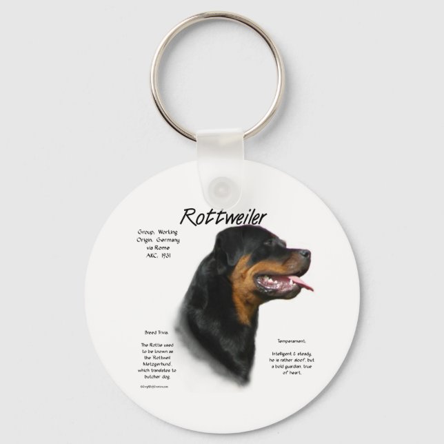 Chaveiro Design do Histórico do Rottweiler (Frente)