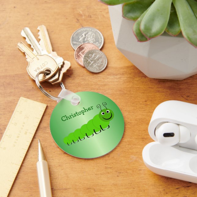 Chaveiro Design do Inseto da Lagarta Verde (Mesa)